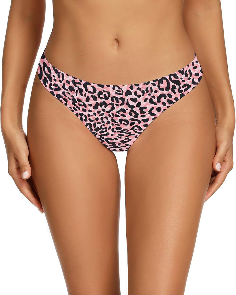 Seamless Women Underwear Thongs,No Show Ladies Thong,No Line Workout Breathable Comfortable Panties,Soft Undies,5-Pack